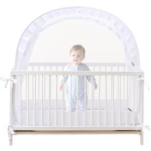 Lazyzzzz Crib Tent  Pop Up Crib Canopy with Double Zipper SelfLocked,1200 Holes/Inch Mesh Crib Net to Keep from Climbing Out, Portable Easy Install Mosquito Net 55" L x 27" W x 51" H White