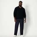 Amazon Essentials Men's Long Sleeve Regular Fit Knit Polo Sweater, Black, XX-Large