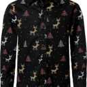 JOGAL Big Boys Girls Christmas Shirts Santa Claus Party Long Sleeve Button Down Shirts for 6-16 Years Old (7-8 Years, Black)