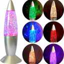 DOCOMIN 7.28' Glitter Groovy Glow Liquid Motion LED Lamp - Multiple Colors Changing for Adults and Kids - USB Cable Gift and Bedroom Decoration