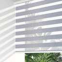 LazBlinds Cordless Zebra Blinds for Windows, Free-Stop Roller Windows Shades with Cassette, Light Filtering Dual Layer Sheer Shades for Home and Office, 19" W x 72" H, Grey - Linen