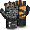ihuan Ventilated Weight Lifting Gym Workout Gloves with Wrist Wrap Support for Men & Women, Full Palm Protection, for Weightlifting, Training, Fitness, Hanging, Pull ups