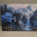 Blue Tree Forest Waterfall Wall Art Nature Landscape Canvas Print Painting, 40"L x 20"W