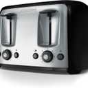BLACK+DECKER 4-Slice Toaster, Extra Wide Slots, 7 Shade Settings, 1400 Watts, Frozen and Bagel Buttons, Toast Shade Selector, Extra Lift (Black with Stainless Steel Accents)