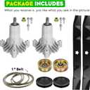 42" Deck Spindle Rebuild Kit for 130794 Spindle, for Craftsman LT1000 LT2000(Only 3 Bolts), 2 Spindles 532130794, 2 Blades 134149, 2 Pulleys 129861 ,1 Idlers 173437, 1 Idlers 173438,1 95 1/2" Belt