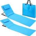 Karenhi 2 Pack Adjustable Beach Lounge Mats with Backrest 5-Position Folding Tanning Chair Lightweight Portable Outdoor Chaise 330.7lbs for Patio Camping Pool Garden (Sky Blue), 59.84 x 19.29 inches