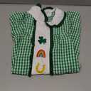 Little Kids Toddler Girl St Patricks Day Dress Clover Embroidery Smocked Plaid Ruffle Dress Irish Spring Dresses (5-6 Years, Green 5)