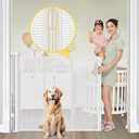 Reinforced 42” Extra Tall Retractable Dog Gate for Doorways 60” Wide Mesh Baby Gate, Tall Baby Gates for Stairs with Rods to Prevent Crawling Through Retractable Pet Gate Indoor Outdoor, White