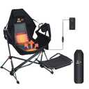 Nice C Heated Hammock Camping Chair with Footrest, Heated Camping Chair with Battery, Rocking Swing Chairs, Hammock Chairs with Stand, Heavy Duty (1, Heat Black W/Footrest)