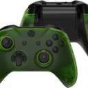 eXtremeRate Transparent Clear Green Faceplate Side Rails for Xbox One Wireless Controller Model 1708, Replacement Front Housing Shell Panels for Xbox One X & One S Controller