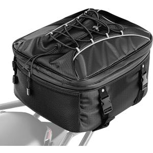 VEVOR Motorcycle Tail Bag, Dual Use Motorcycle Rear Seat Bag with Waterproof Rain Cover, 22-34 L Expandable Outdoor Sports Motorbike Luggage Storage Backpack Handbag with Straps