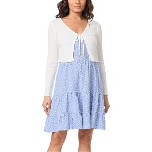 WallFlower womens 2-piece Sweater and Dress Set, Small,  Cream Blue Floral