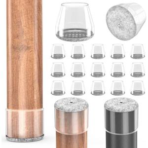 Chair Leg Floor Protectors, 24 Pcs Silicone Furniture Pads for Hardwood Floors, for Protect Chair feet & Wooden Floors, Free Moving Table Leg Covers (Fit: 1.2-1.6",Clear).