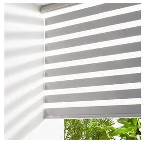 Persilux Cordless Zebra Blinds (70" W x 72" H, Grey) Dual Layer Fabric, Privacy Window Blinds, Dual Layer Zebra Roller Shades, Light Filtering Sheer Window Treatments for Home, Office