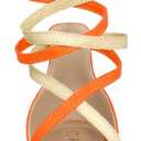 Allegra K Women's Open Toe Color Block Heel Lace Up Sandals (Orange), 7