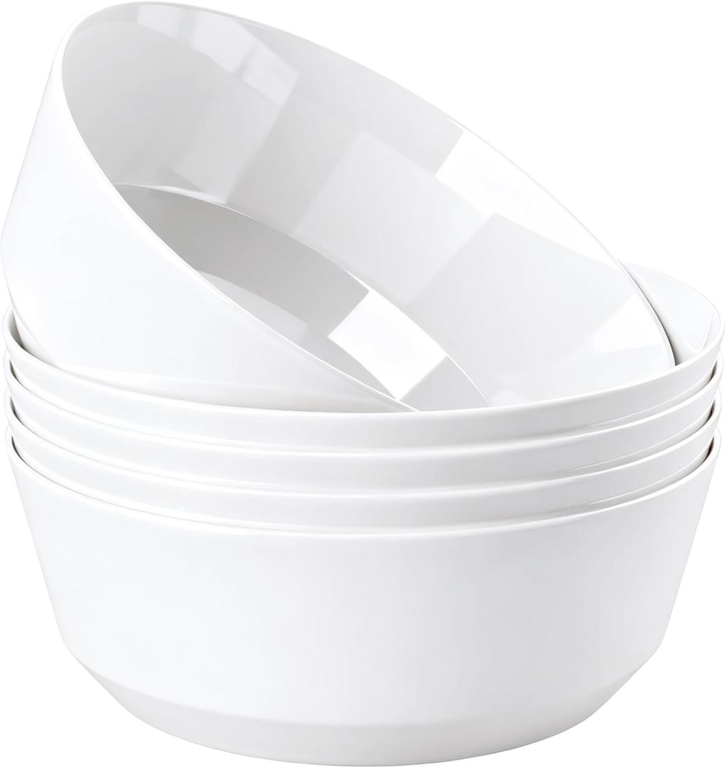 Hioasis 8 Pack Plastic Serving Bowls 128oz White Plastic Bowls Heavy Duty Disposable Serving Bowls for Party Snack & Salad & Candy & Bar Buffet