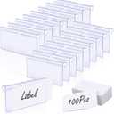 100Pcs Wire Shelf Label Holder, Clear Plastic Labels For Storage Bins, Basket Labels Clip On Storage Bin Labels Clip On Wire Rack Labels Merchandise Sign Display Holder With Label Insert Included