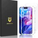 UNBREAKcable 2-Pack Screen Protector for iPhone 17, Military-Grade Shatterproof Tempered Glass [9H+ Hardness] [Easy Installation Frame] [99.99% HD Clear] for Apple iPhone 17