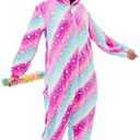 ABENCA Fleece Unicorn Onesie Pajamas for Women Adult Cartoon Animal Christmas Halloween Cosplay Onepiece Costume, M