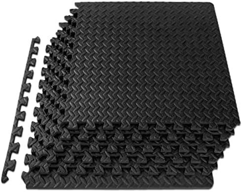ProsourceFit Puzzle Exercise, EVA Interlocking Foam Floor Tiles for Home Gym, Mat for Home Workout Equipment, Floor Padding for Kids, Black,20 Piece,12x12 Inch, Black 