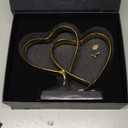 Anniversary Wedding Gifts for Couple - Two Hearts and Cross Iron Sculpture, 1st to 50th for Her and Him,Decorative Hearts Statue Includes Present Box and Poem Card