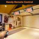 Shinic Electric Garage Heaters with Remote Control, 1500W/750W Ceiling Mounted Radiant Quartz Heater with Work Light, 90 Rotation, 5 Mode Settings, Electric Heater for Garage, Shop, Patio Large Room
