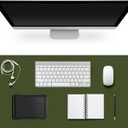 Leather Desk Pad Protector,Non-Slip Desk Pad,on-Slip PU Leather Large Mouse Pad,Easy Clean Desk Protecor Mat,Writing Pad for Office Work/Home/Decor(OliveGreen, 35.4" x 17")