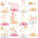 12 PCS Silly Goose Honeycomb Centerpieces, One Silly Goose 1st Birthday Party Decorations Silly Goose Table Centerpieces Decorations Party Supplies for Pink Bow One Silly Goose Birthday Decor