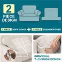 Turquoize T Cushion Chair Slipcover Armchair Slipcover for Living Room Stretch Sofa Couch Cover Soft Armchair Cover Furniture Covers with Individual T Cushion Seat Covers (Chair, Ivory)
