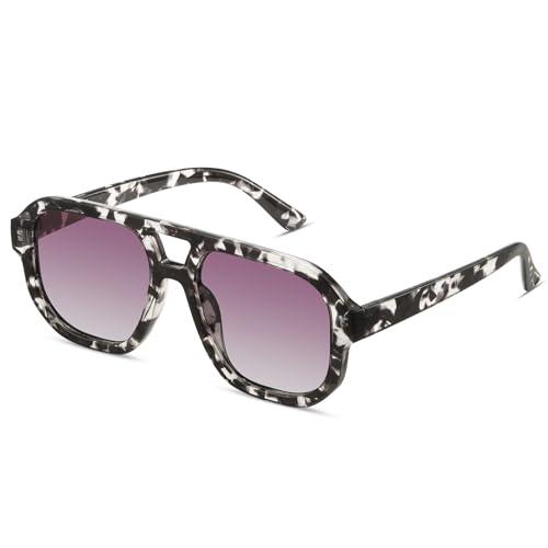 livho Trendy Polarized Square Aviator Sunglasses Women Men Square Eyewear Frame, Retro Sun Glasses for Women Men 2025 Shades