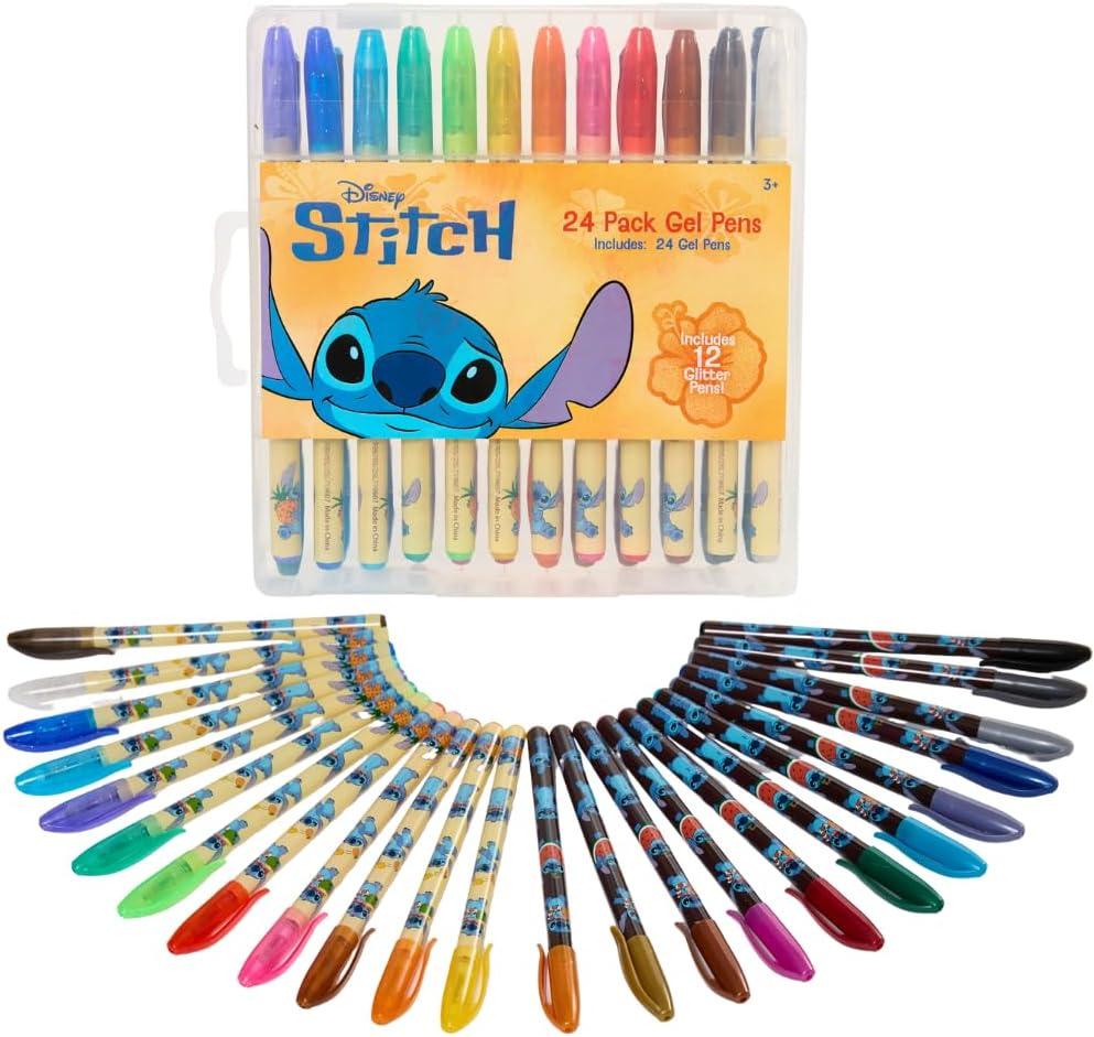 Disney Lilo and Stitch Gel Pen Set for Kids, 24 Pack with Glitter Gel Pens, Cute Pens for Girls and Boy