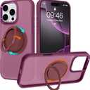 ZIYE Wine Red Case for iPhone 16 Pro Max Case with Stand [Compatible with MagSafe] Heavy Duty Protection Military Grade Shockproof Magnetic Cover with 360 Rotatable Ring Kickstand for Women Men