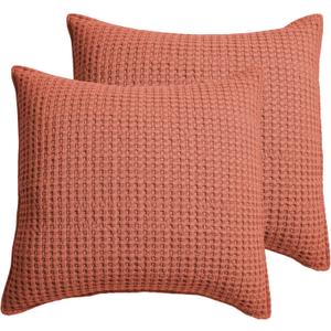 Levtex Home - Mills Waffle - Euro Sham (Set of Two) - Adobe - Sham Size (26x26in.), No Insert