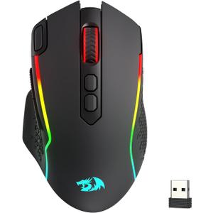 Redragon M810 MAX 3-Mode Wireless Gaming Mouse, 12000 DPI Wired/Wireless RGB Mouse w/Rapid Fire Key, 8 Macro Buttons, 188-Hour Reliable Power Capacity for PC/Mac/Laptop (Black)