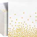 100-Pack 5 x 5 in Paper Cocktail Napkins - Disposable White & Gold Polka Dot Napkins for Wedding Reception, Bridal Shower, 70th Birthday & Party Supplies