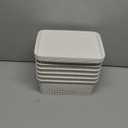 AREYZIN Plastic Storage Baskets With Lid Organizing Container Lidded Knit Storage Organizer Bins for Shelves Drawers Desktop Closet Playroom Classroom Office, White, 6 Pack