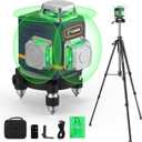 CIGMAN 3D Laser Level with Tripod,Remote Control,Compact Design,4000mAh Battery,Rotary Base,3x360Self-Leveling Green Laser Leveler for Picture Hanging and DIY Projects