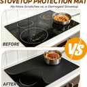 Silicone Stove Cover for Glass Top Electric Stove - Electric Cooktop Protector, Silicone Stove Mat, Dish Drying Mats for Kitchen Counter, Heat-resistant Trivet (Black,28x20 in)