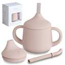 Moonkie Silicone Baby Sippy Cups | 3 Stages Training Cup Straw Cup for Infants Toddlers and Kid | 4 oz 1Pack