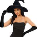 Srnede Witch Hat Women For Halloween Wizard Hat Cosplay Accessories Black Adult Costume with Black Gloves
