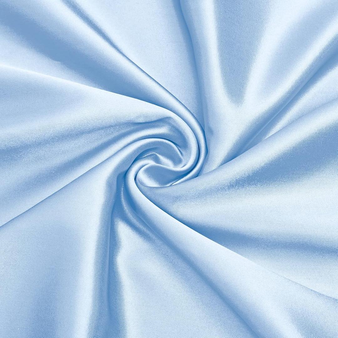 VACVELT Charmeuse Satin Fabric by The Yard, 60 Inch Wide Baby Blue Satin Fabric Shiny & Soft Cloth Fabric, Silky Satin Fabric for Bridal Dress, Wedding Decorations, Crafts, Sewing, Draping (3 Yards)