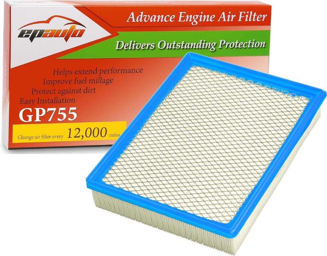 EPAuto GP755 (CA8755A) Engine Air Filter, Replacement for Chevy Silverado, Suburban, Tahoe, Avalanche, GMC Sierra, Yukon, Cadillac Escalade Fits V8 5.3L/6.0L/6.2L Engines (19992020)