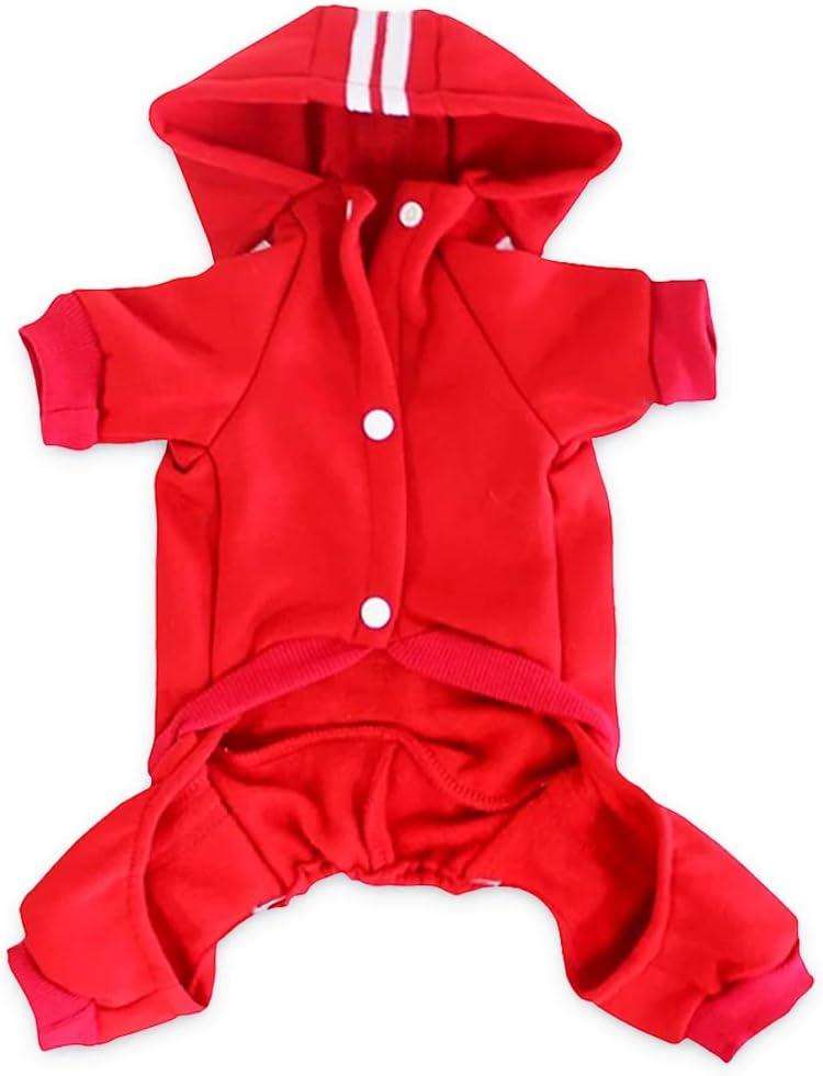 MeowWow Extra Small Puppy Dog Hoodie Dogs Clothes Sweater 4 Legs XS Dog Jumpsuit Fleece Sweatshirt Pet Outfit Girl Dog Winter Clothes Cotton Puppy Hoodies for Dogs Cats Apparel Large