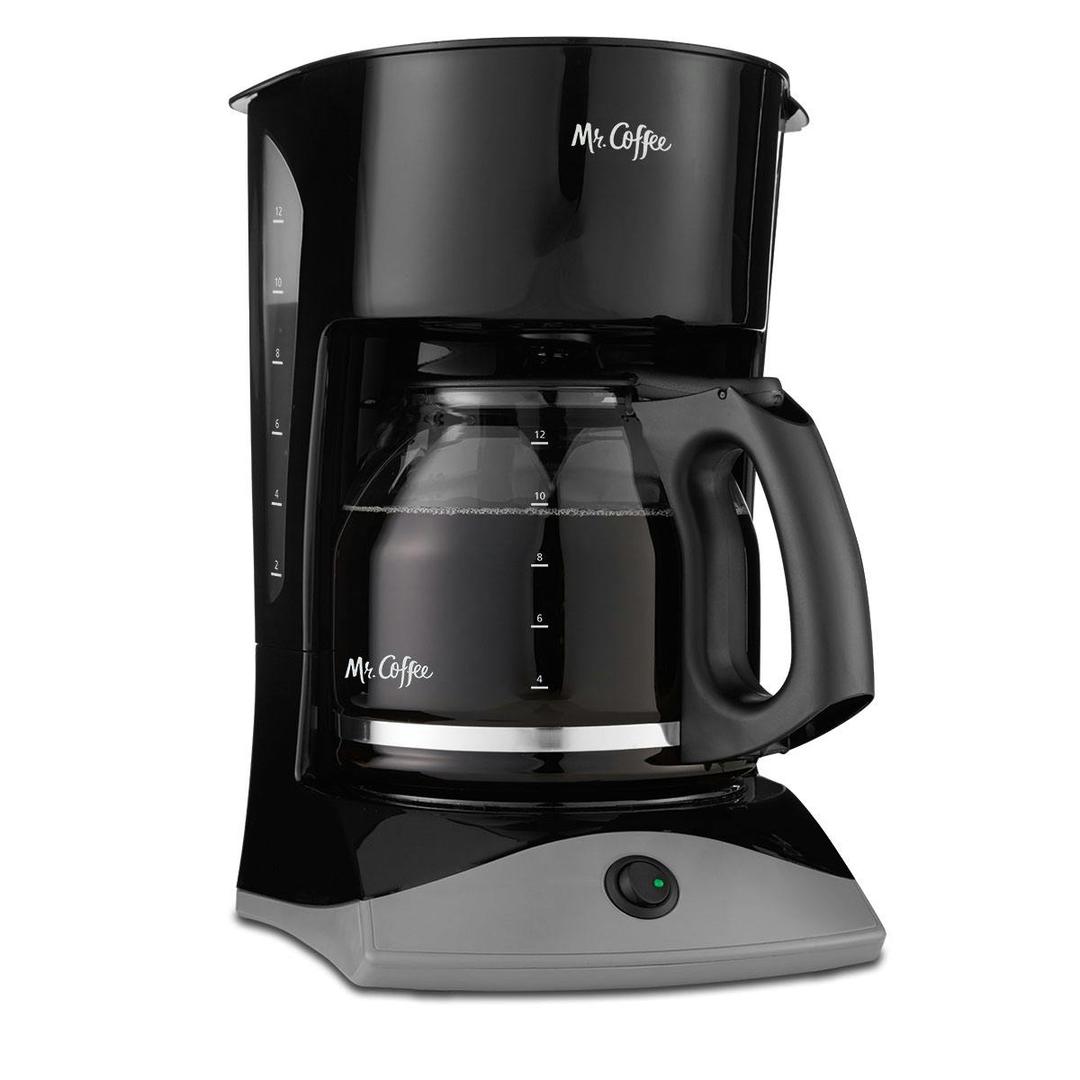Mr. Coffee Black Coffee Maker, 12 Cups, with Auto Pause and Glass Carafe, Perfect for Home and Office Use