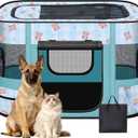 Foldable Dog Playpen Indoor,Expandable Puppy Playpen,Portable Pet Playpen for Small Animals,Waterproof Exercise Kennel Tent Crate for Travel,Camping, Home & Outdoor Use (M 31"L x 22"W x 21"H, Blue)