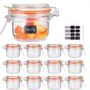 Encheng Small Glass Jars With Airtight Lids, Glass Spice Jar 5 oz,Maosn Jars With Leak Proof Rubber Gasket 150ml,Glass Storage Containers With Hinged Lid,Kitchen Canisters Pack of 12 