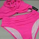 AI'MAGE Womens High Waisted Bikini Sets Tummy Control Bathing Suits Halter Two Piece Swimsuit Modest Bikini 2025 (Large, Hot Pink)