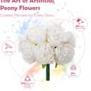 10PCS White Realistic Silk Peonies Bouquet, Waterproof & UV Resistant Faux Peony Flowers, All-Weather Artificial Stems for Outdoor, Grave, Wedding Centerpiece & Home Decor