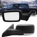 Driver Side Mirror Compatible With 2013-2018 Dodge Ram 1500 2500 3500 With Manual Folding Power Heated Glass Turn Signal Light Puddle Light Temperature Sensor Texture Black (10 Pins)