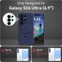for Galaxy S26 Ultra Case with Stand, Slim Liquid Silicone Phone Cases for Samsung Galaxy S26 Ultra Compatible with MagSafe Magnetic Ring Kickstand Case Full Camera Protection, Dark Blue